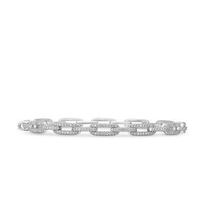 Stax Chain Link Bracelet in 18K White Gold with Diamonds, 4mm
