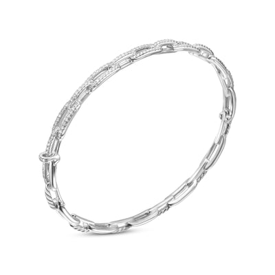 Stax Chain Link Bracelet in 18K White Gold with Diamonds, 4mm