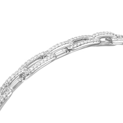 Stax Chain Link Bracelet in 18K White Gold with Diamonds, 4mm