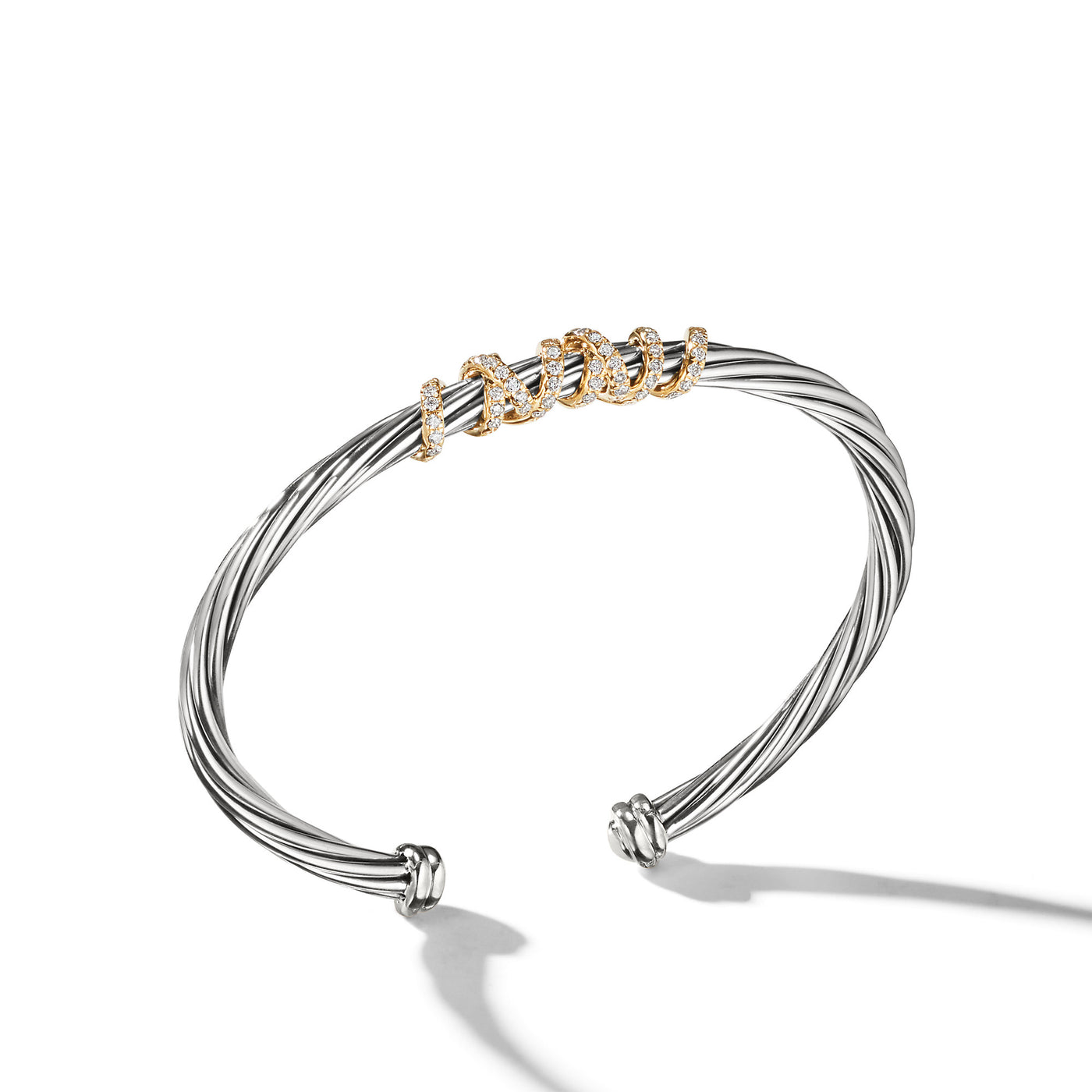 Helena Center Station Bracelet in Sterling Silver with 18K Yellow Gold and Diamonds\, 4mm