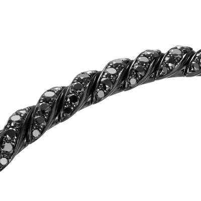 Sculpted Cable Flex Bracelet in 18K White Gold with Black Rhodium and Black Diamonds, 5mm