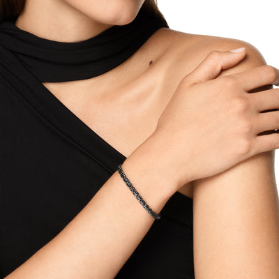 Sculpted Cable Flex Bracelet in 18K White Gold with Black Rhodium and Black Diamonds, 5mm