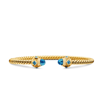 Renaissance® Cablespira Bracelet in 18K Yellow Gold with Hampton Blue Topaz, 3.5mm