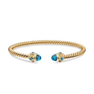 Renaissance® Cablespira Bracelet in 18K Yellow Gold with Hampton Blue Topaz, 3.5mm