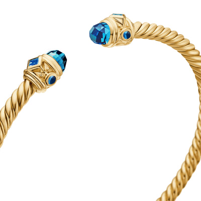Renaissance® Cablespira Bracelet in 18K Yellow Gold with Hampton Blue Topaz, 3.5mm