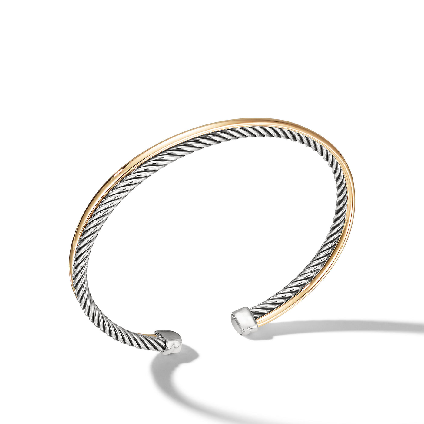 Crossover Bracelet in Sterling Silver with 18K Yellow Gold\, 3mm