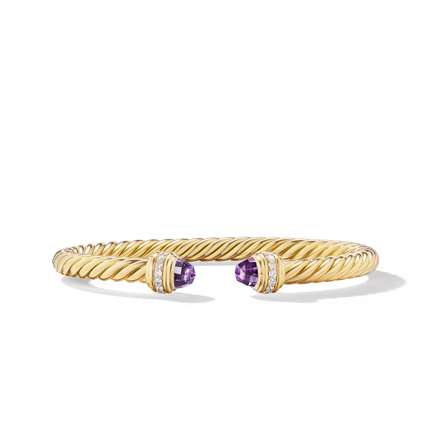 Classic Cablespira® Bracelet in 18K Yellow Gold with Amethyst and Diamonds\, 5mm
