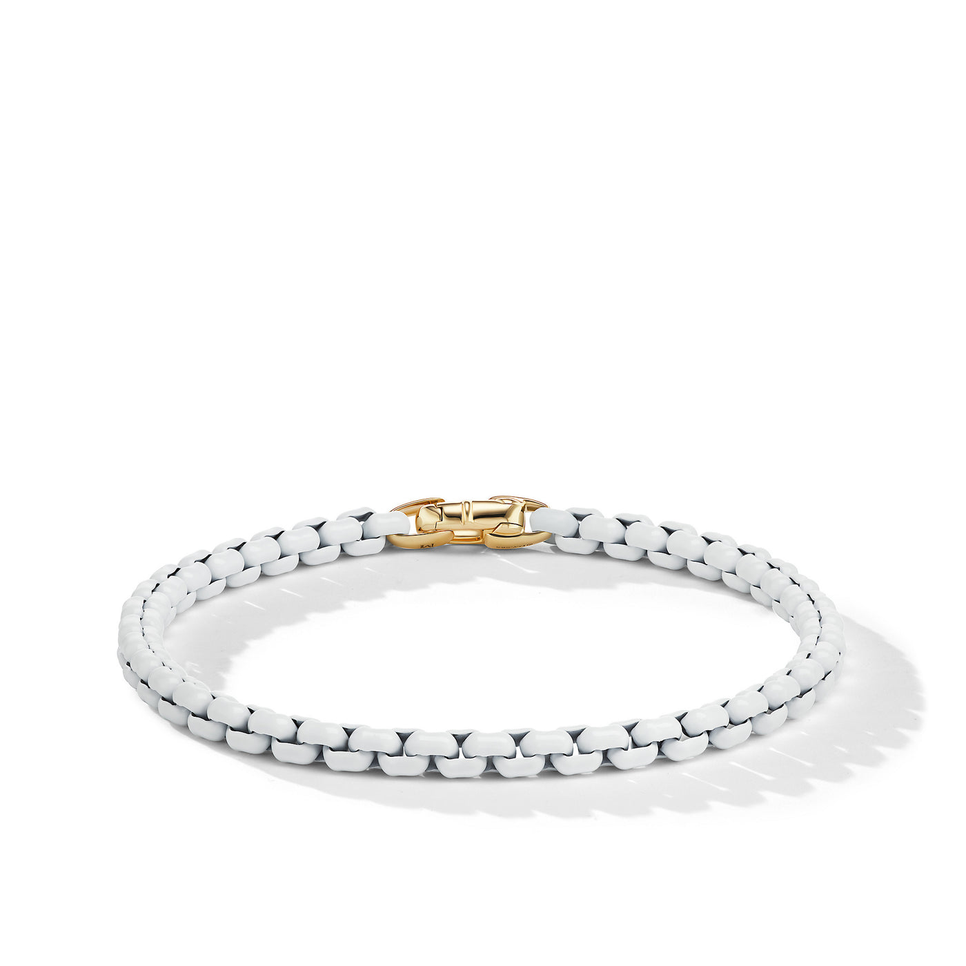 DY Bel Aire Color Box Chain Bracelet in White Acrylic with 14K Yellow Gold Accent\, 4mm