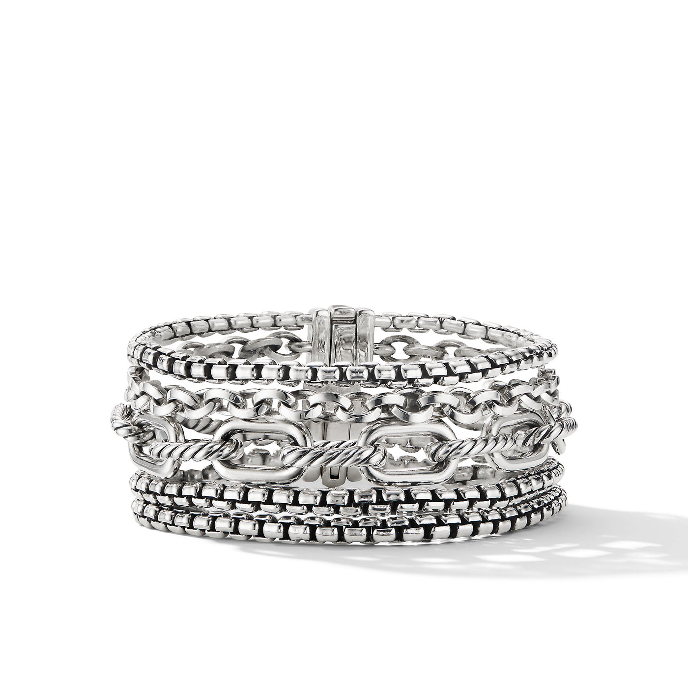 Multi Row Chain Bracelet in Sterling Silver\, 29mm