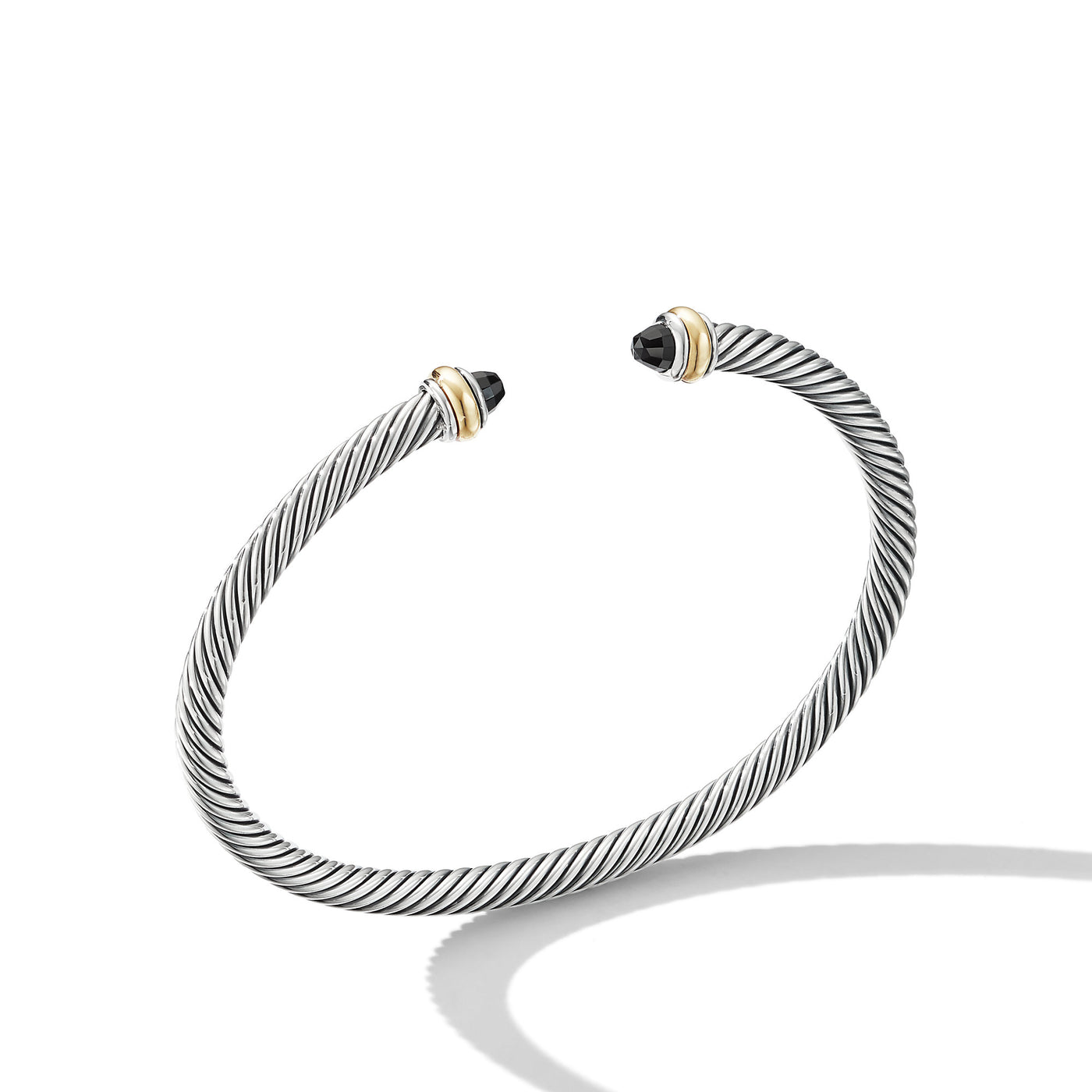 Classic Cable Bracelet in Sterling Silver with 18K Yellow Gold and Black Onyx\, 4mm