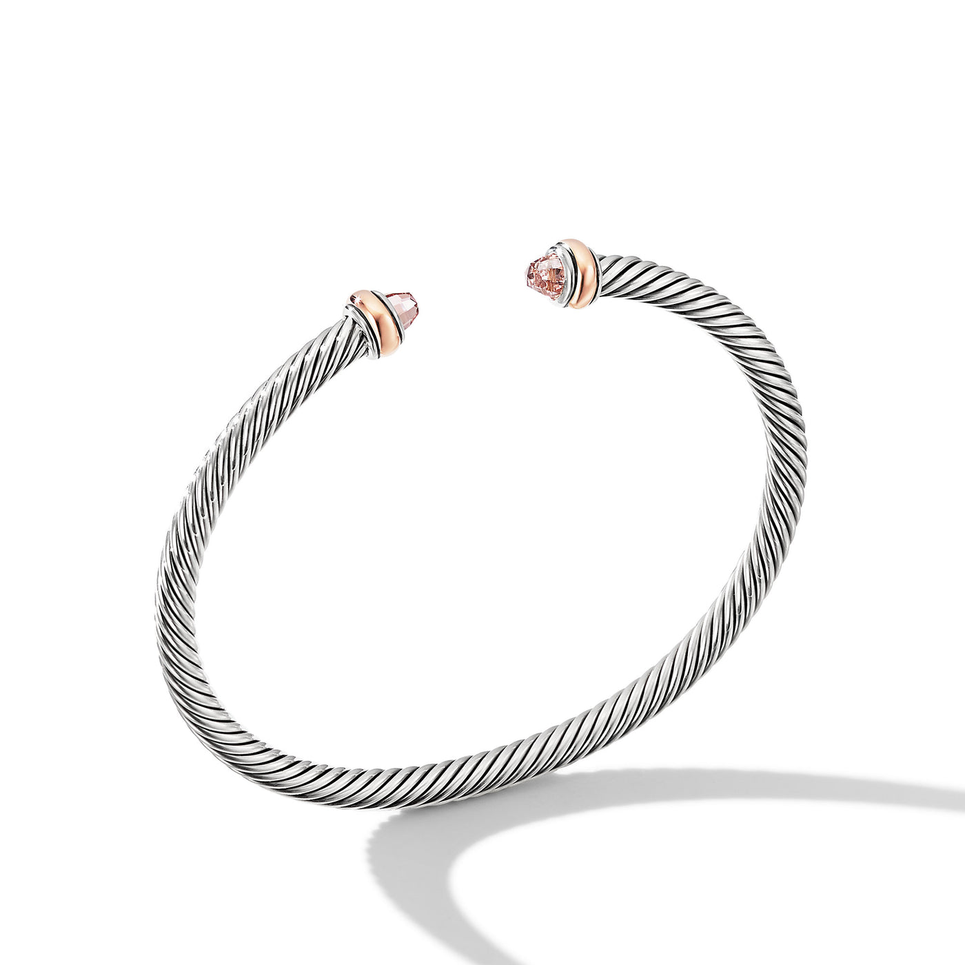 Classic Cable Bracelet in Sterling Silver with 18K Rose Gold and Morganite\, 4mm
