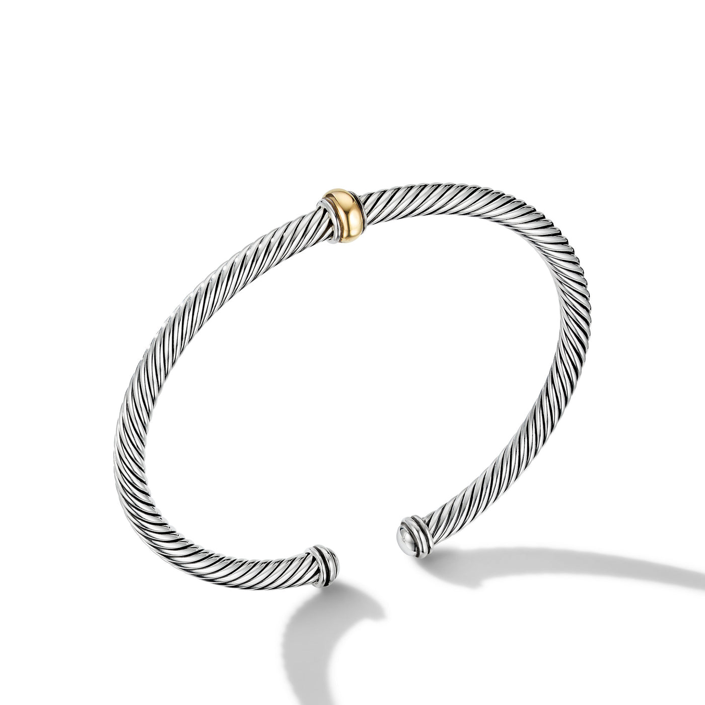 Classic Cable Station Bracelet in Sterling Silver with 18K Yellow Gold\, 4mm