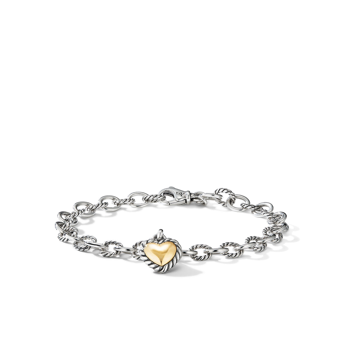 Cable Collectibles® Cookie Classic Heart Bracelet in Sterling Silver with 18K Yellow Gold\, 4.5mm