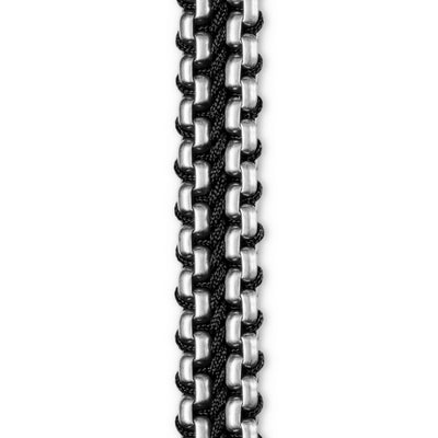 Woven Box Chain Bracelet in Sterling Silver with Black Nylon, 10mm