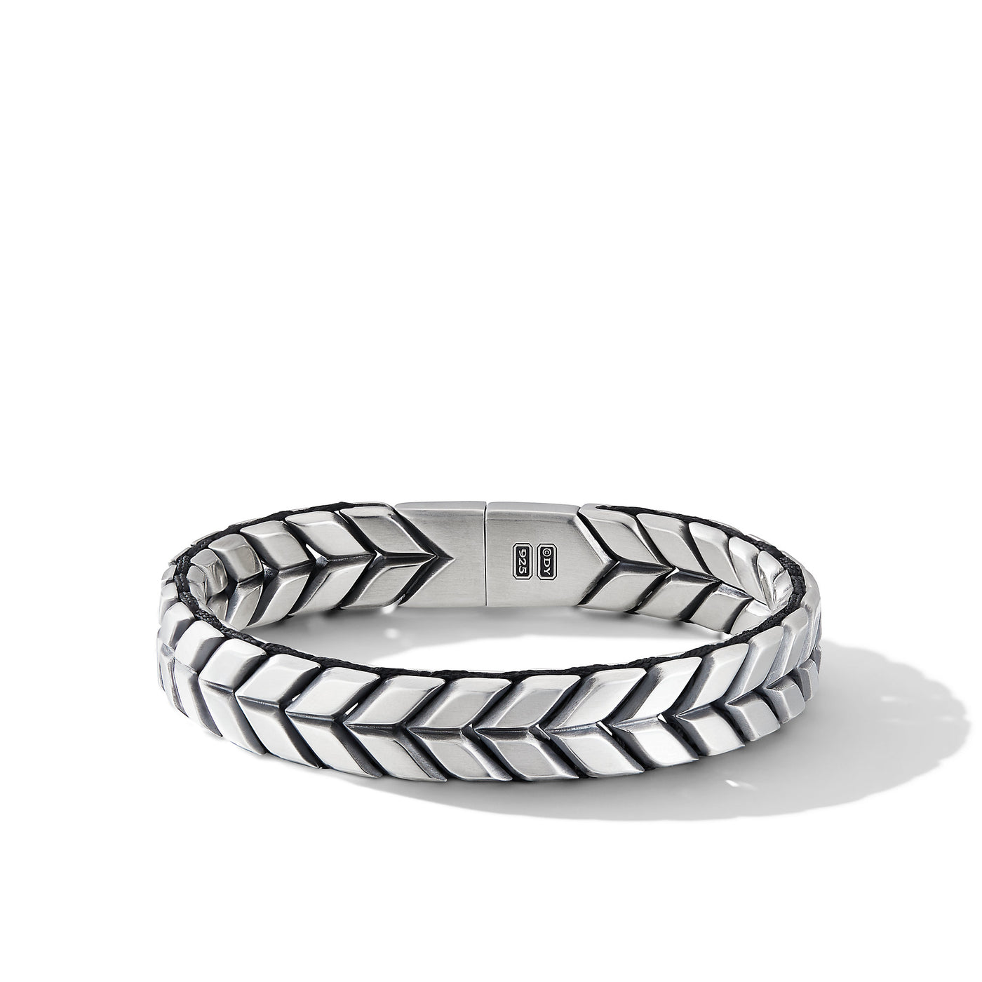 Chevron Woven Bracelet in Sterling Silver with Black Nylon