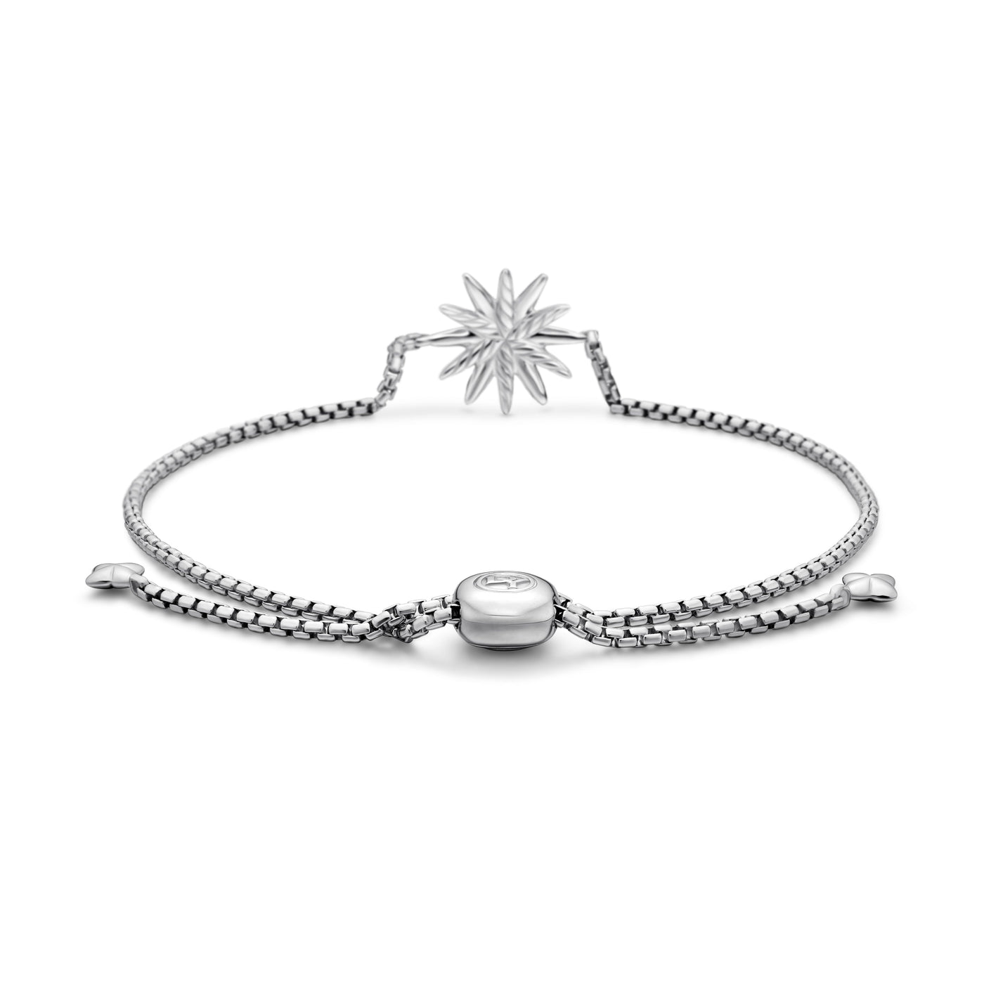 Starburst Station Chain Bracelet in Sterling Silver with Diamonds, 1.5mm