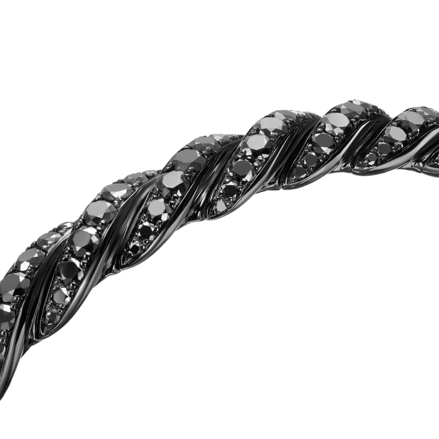 Sculpted Cable Flex Bracelet in 18K White Gold with Black Rhodium and Black Diamonds, 7.8mm