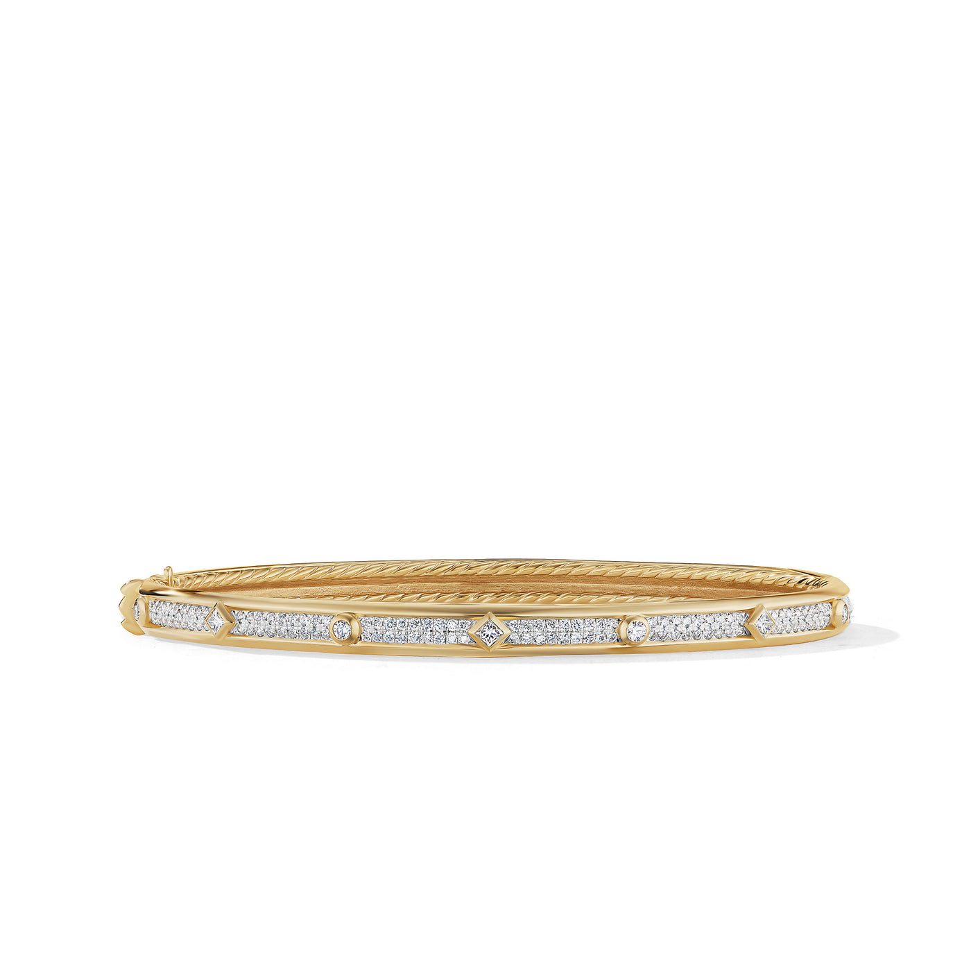Modern Renaissance Bangle Bracelet in 18K Yellow Gold with Full Pavé Diamonds\, 4.5mm