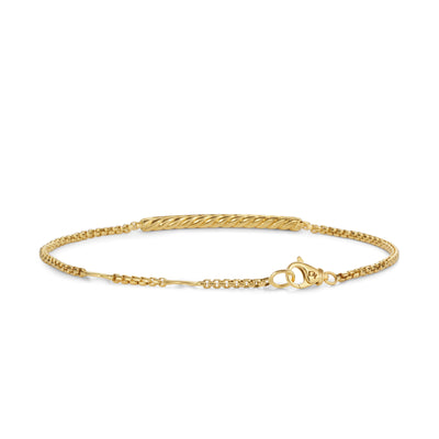 Petite Pavé Bar Bracelet in 18K Yellow Gold with Diamonds, 1.7mm