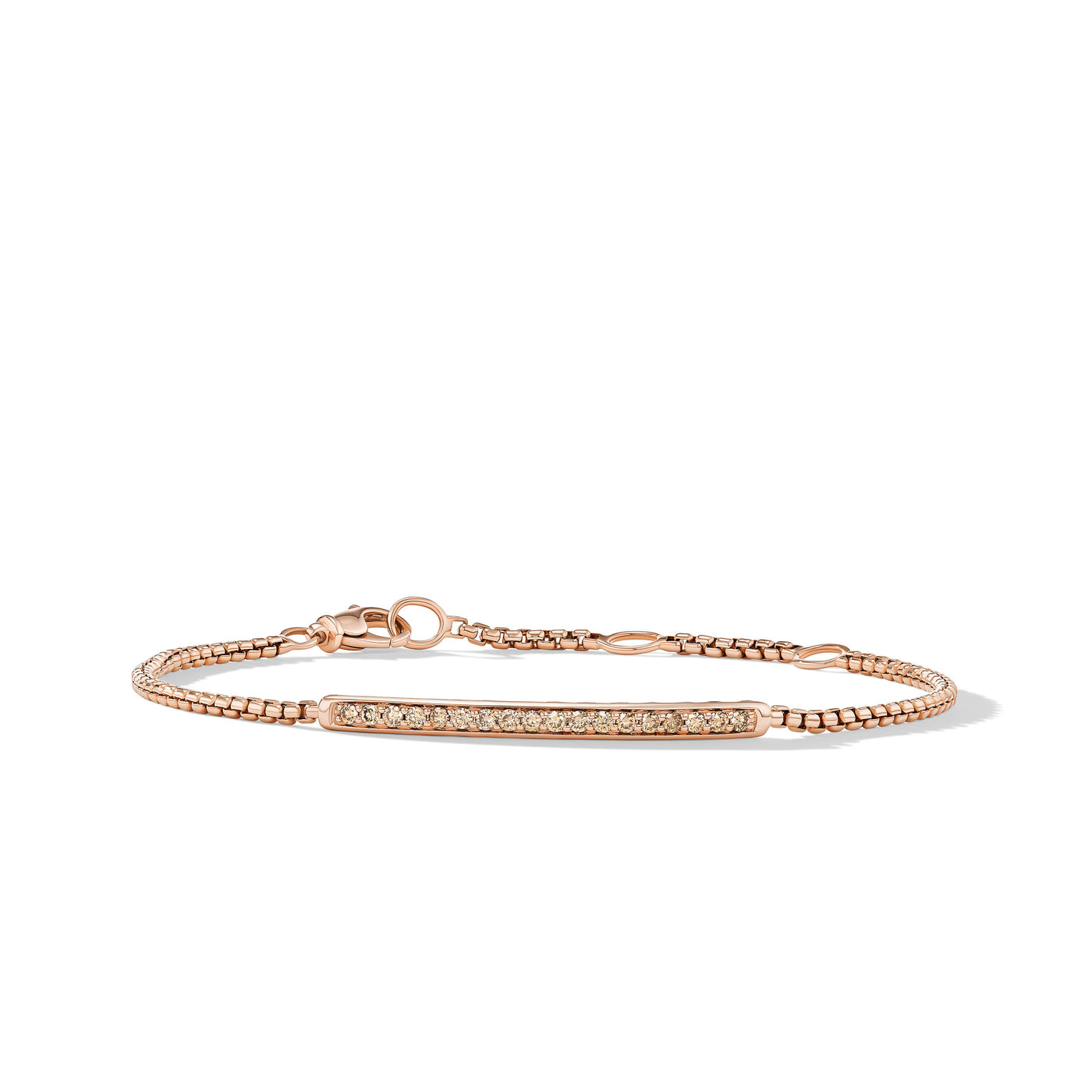 Petite Pavé Bar Bracelet in 18K Rose Gold with Cognac Diamonds\, 1.7mm