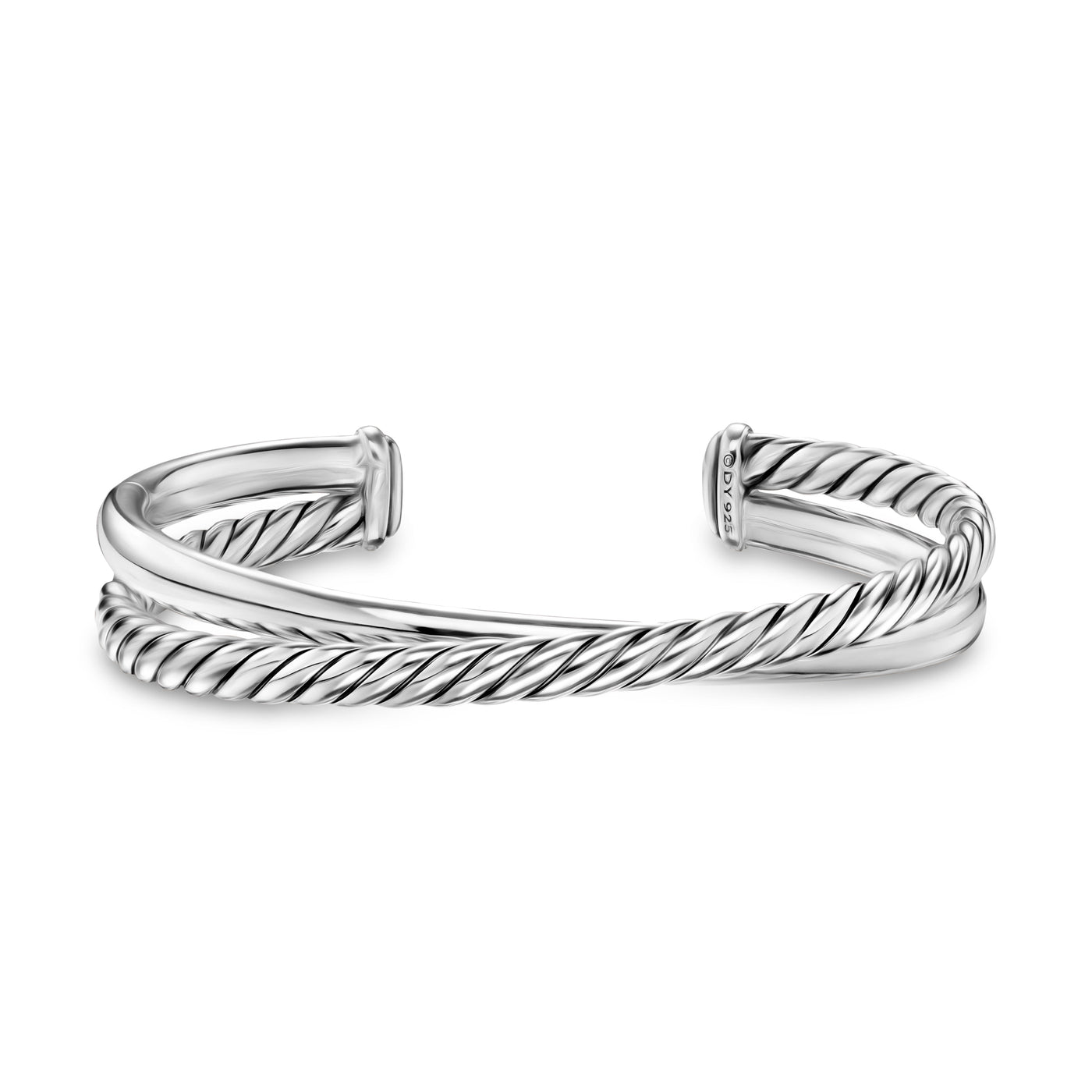 Crossover Two Row Cuff Bracelet in Sterling Silver, 10.7mm