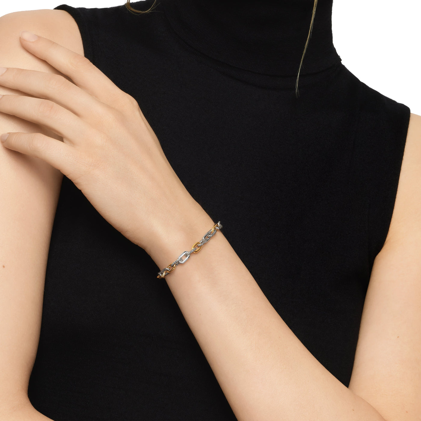 DY Madison® Chain Bracelet in Sterling Silver with 18K Yellow Gold, 5.5mm