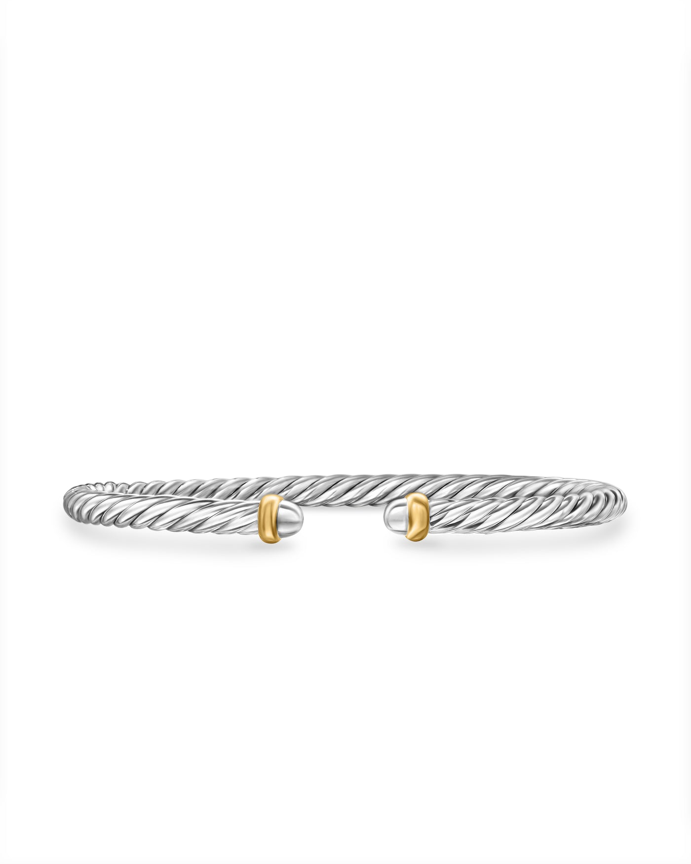 Modern Cable Bracelet in Sterling Silver with 14K Yellow Gold\, 4mm