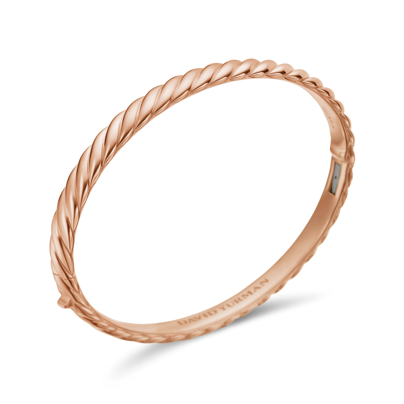 Sculpted Cable Bangle Bracelet in 18K Rose Gold, 6.2mm