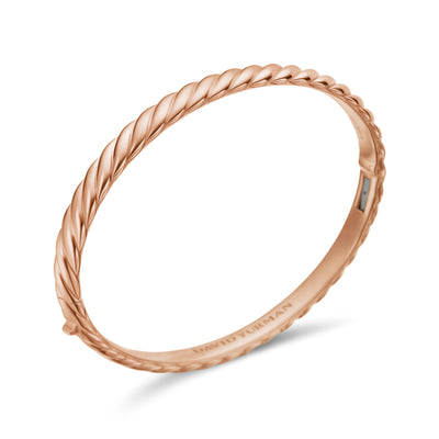 Sculpted Cable Bangle Bracelet in 18K Rose Gold, 6.2mm
