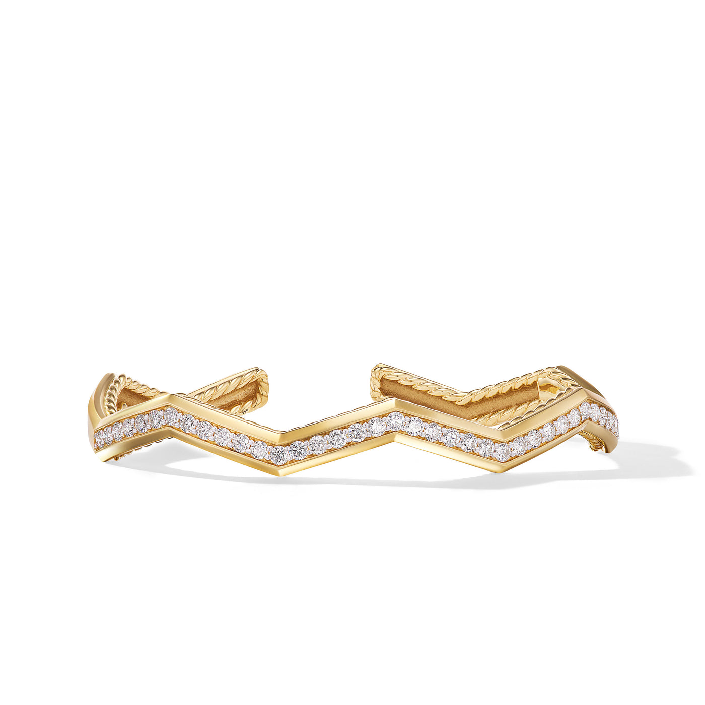 Zig Zag Stax™ Cuff Bracelet in 18K Yellow Gold with Diamonds\, 5mm