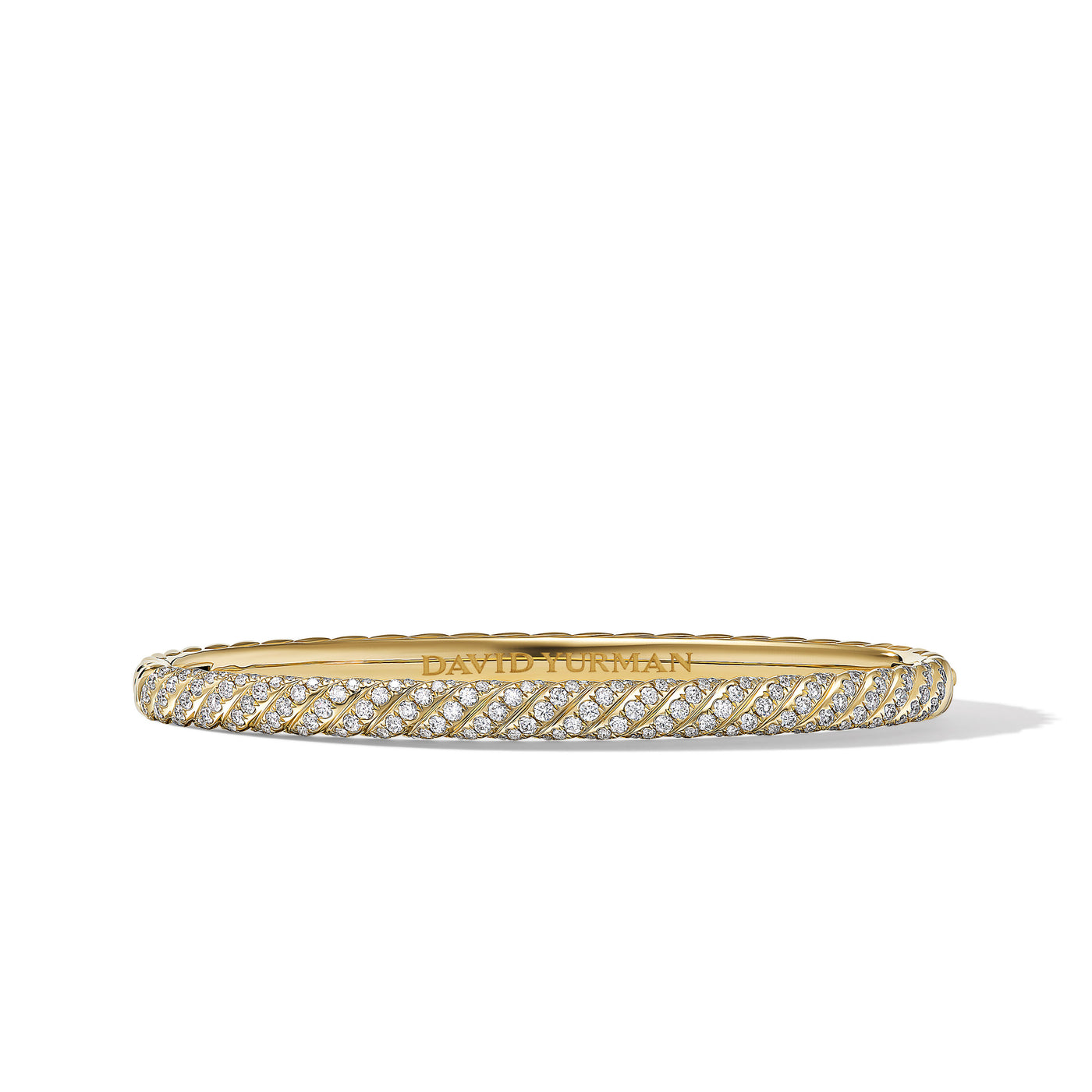 Sculpted Cable Bangle Bracelet in 18K Yellow Gold with Diamonds\, 4.6mm