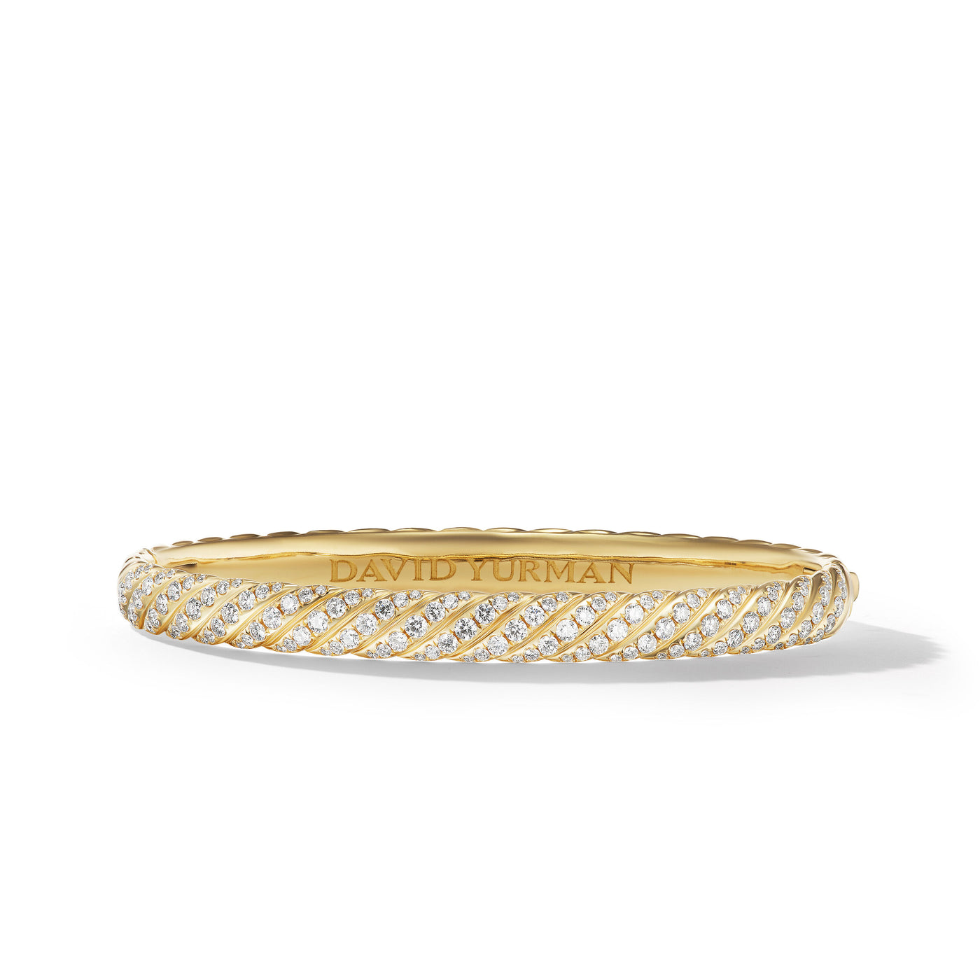 Sculpted Cable Bangle Bracelet in 18K Yellow Gold with Diamonds\, 6.2mm