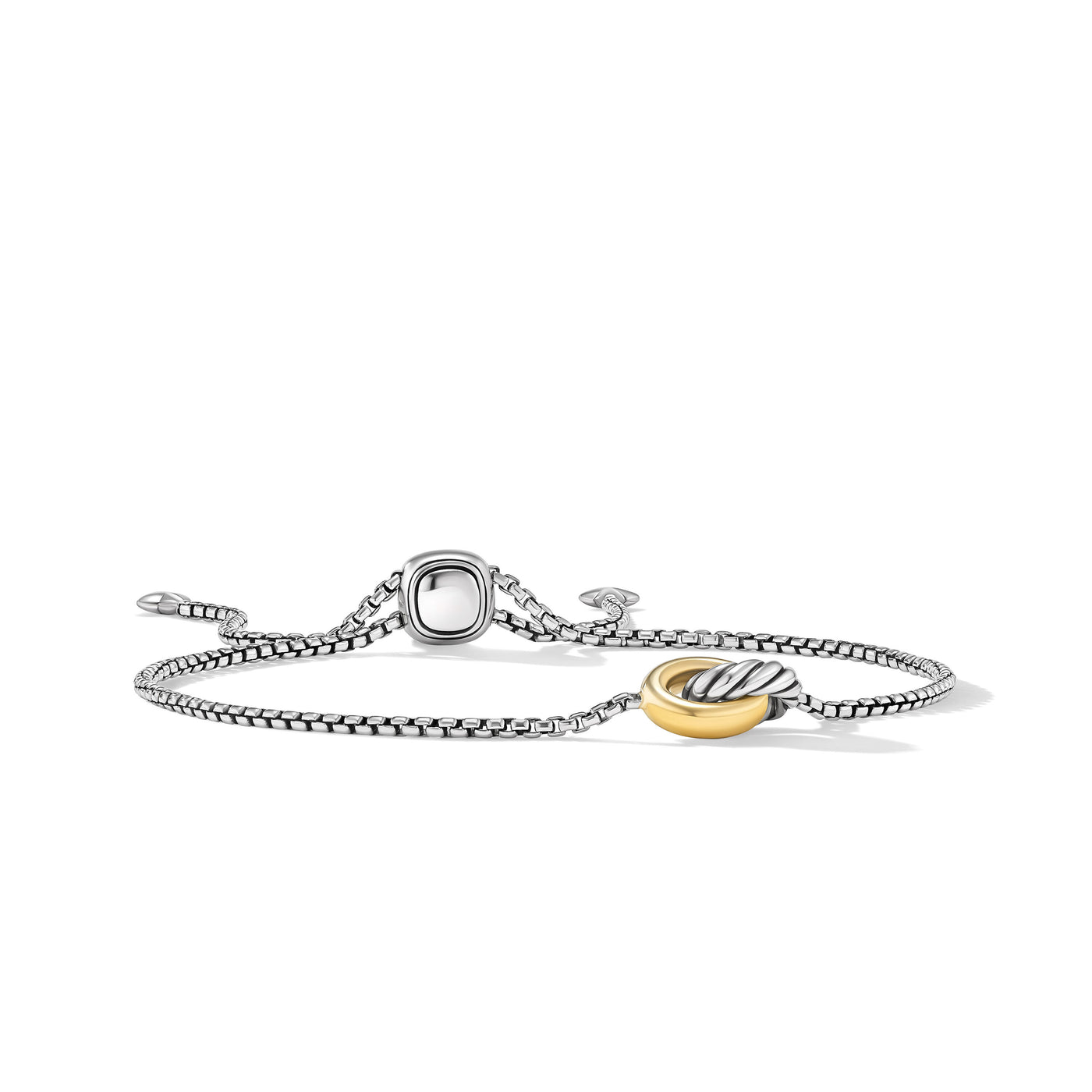 Petite Cable Linked Bracelet in Sterling Silver with 14K Yellow Gold\, 15mm