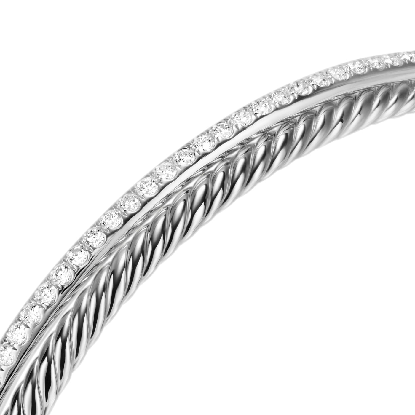 Crossover Two Row Bracelet in Sterling Silver with Diamonds, 6mm