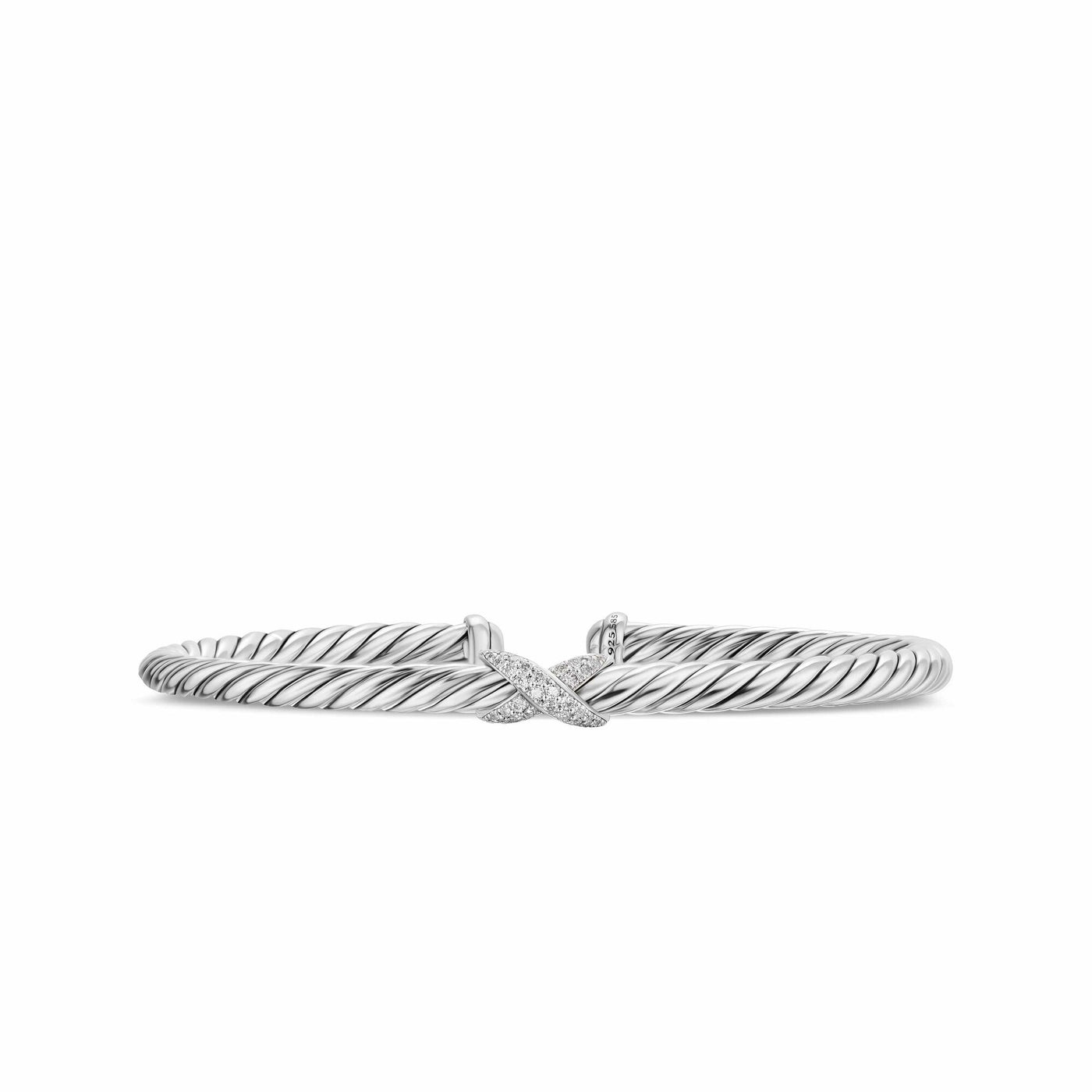 Cable Flex X Station Bracelet in Sterling Silver with Diamonds, 4mm