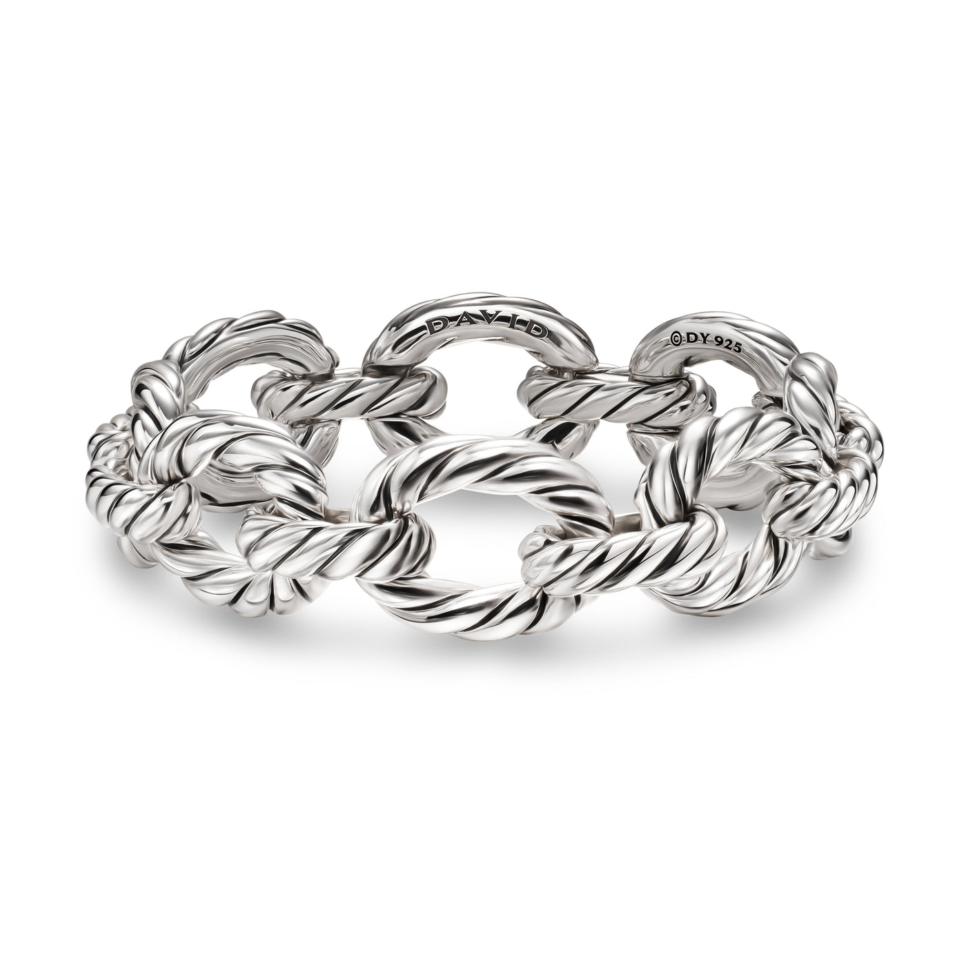 Sculpted Cable Oval Link Bracelet in Sterling Silver, 18mm