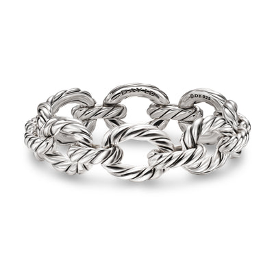 Sculpted Cable Oval Link Bracelet in Sterling Silver, 18mm