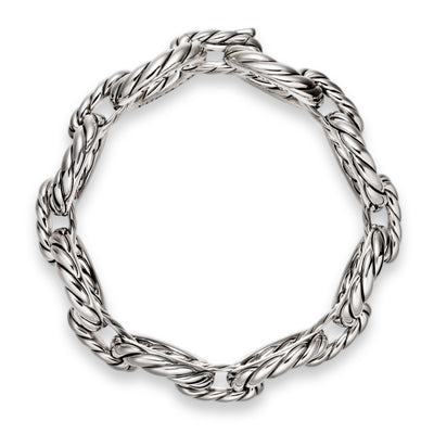 Sculpted Cable Oval Link Bracelet in Sterling Silver, 18mm