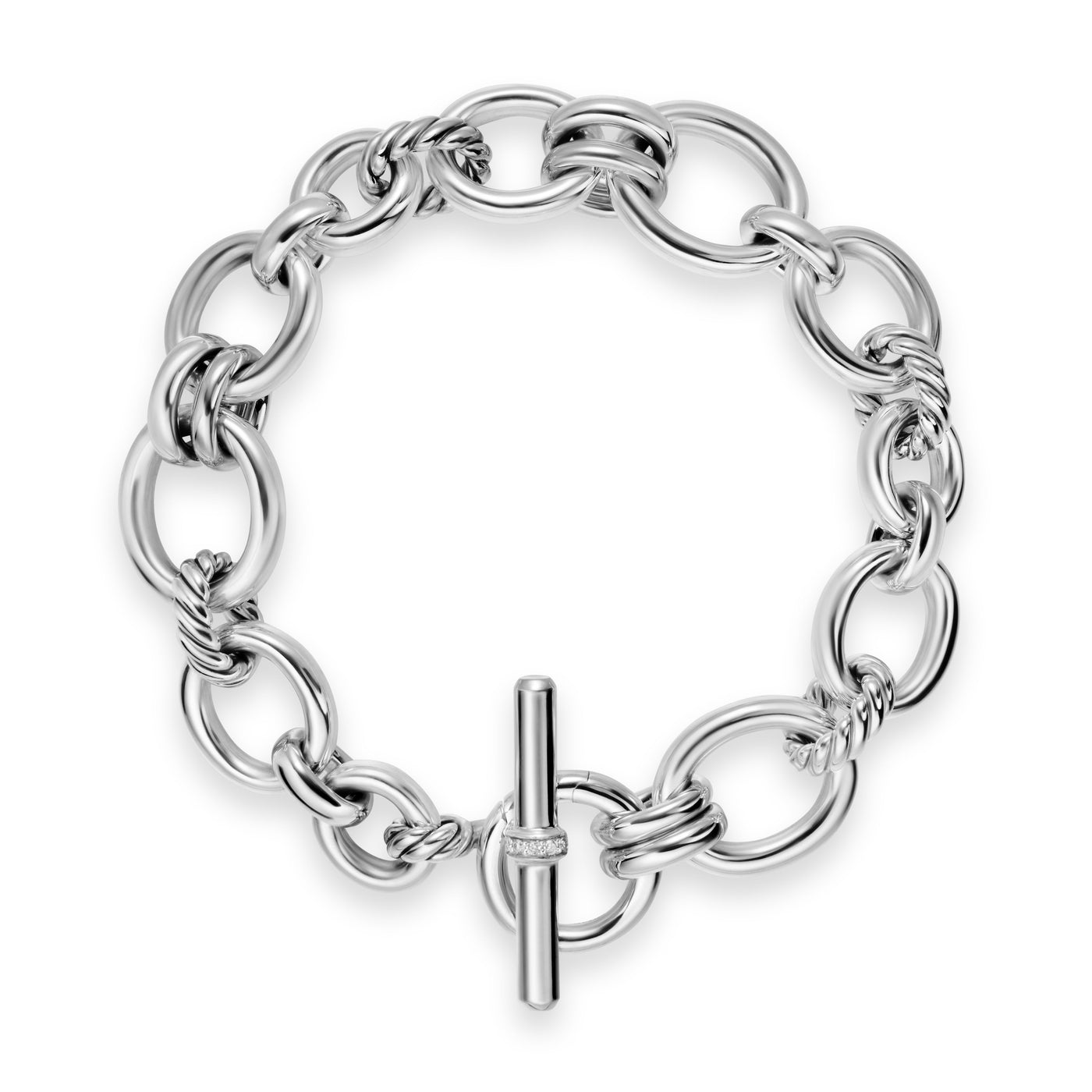 DY Mercer® Chain Bracelet in Sterling Silver with Diamonds, 8mm
