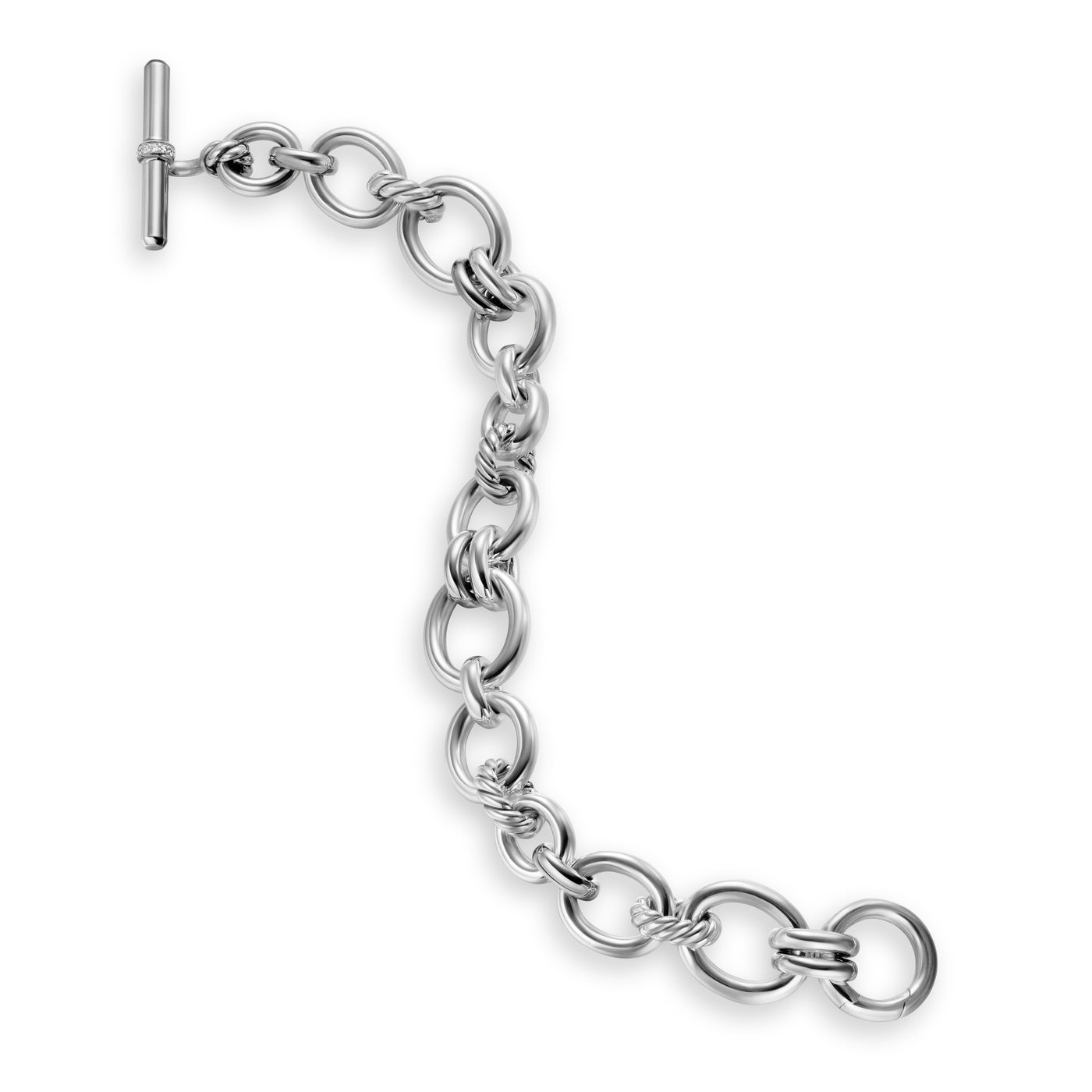 DY Mercer® Chain Bracelet in Sterling Silver with Diamonds, 8mm