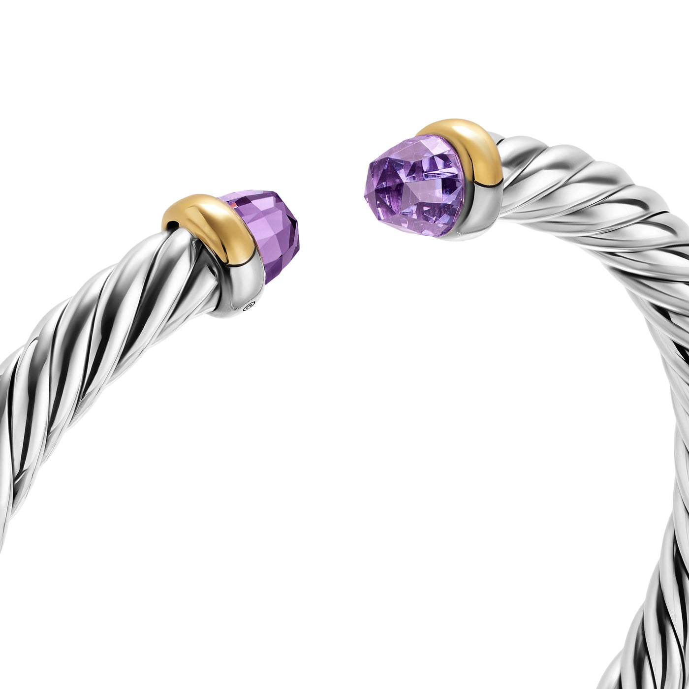 Cable Flex® Bracelet in Sterling Silver with 14K Yellow Gold and Amethyst, 6mm