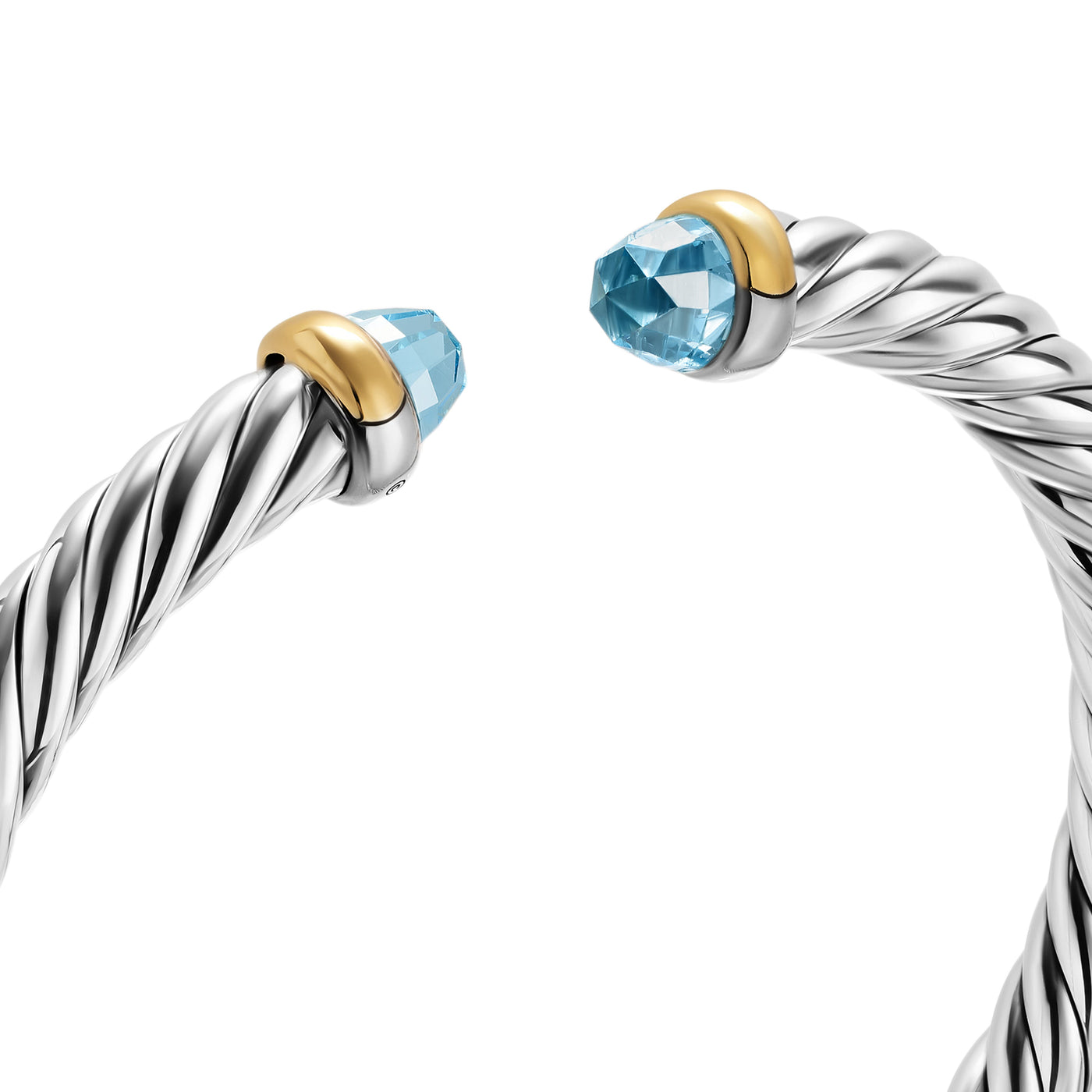 Cable Flex® Bracelet in Sterling Silver with 14K Yellow Gold and Blue Topaz, 6mm