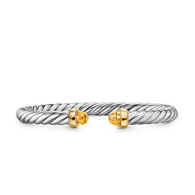 Cable Flex® Bracelet in Sterling Silver with 14K Yellow Gold and Citrine, 6mm