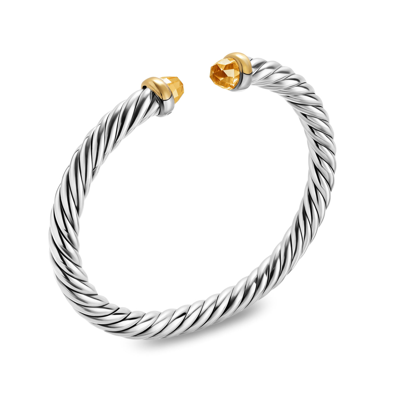 Cable Flex® Bracelet in Sterling Silver with 14K Yellow Gold and Citrine, 6mm