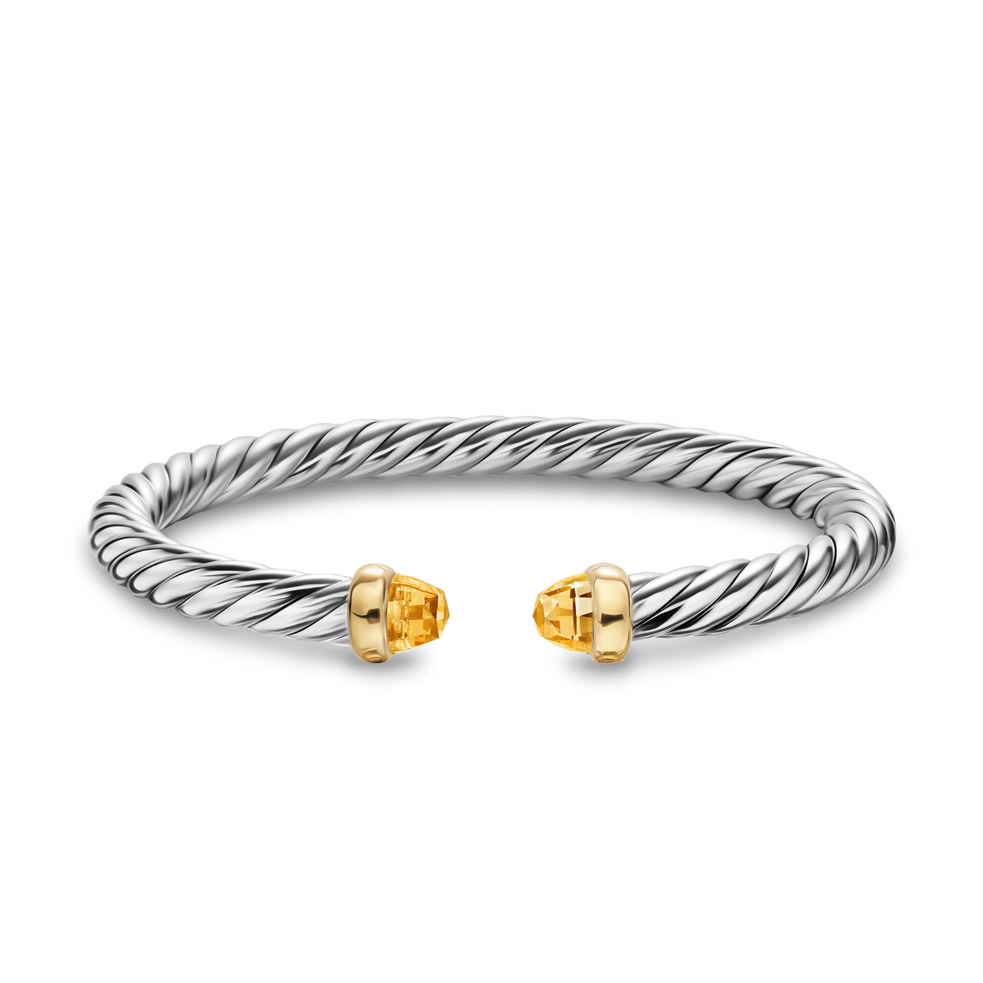 Cable Flex® Bracelet in Sterling Silver with 14K Yellow Gold and Citrine, 6mm