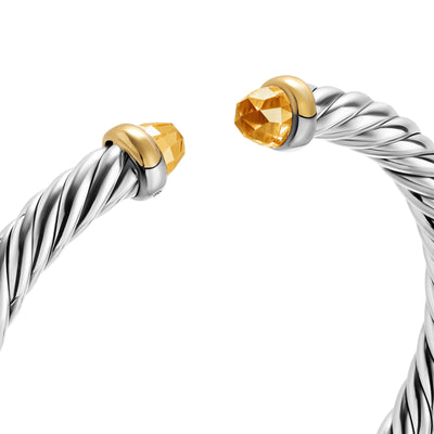 Cable Flex® Bracelet in Sterling Silver with 14K Yellow Gold and Citrine, 6mm