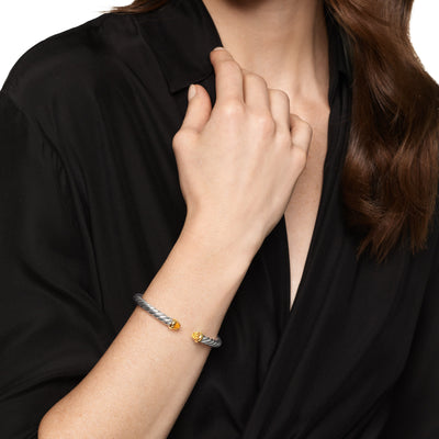 Cable Flex® Bracelet in Sterling Silver with 14K Yellow Gold and Citrine, 6mm