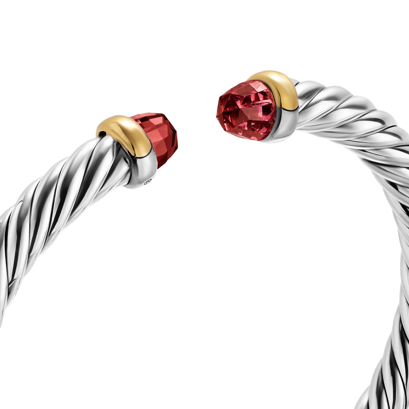 Cable Flex® Bracelet in Sterling Silver with 14K Yellow Gold and Rhodolite Garnet, 6mm