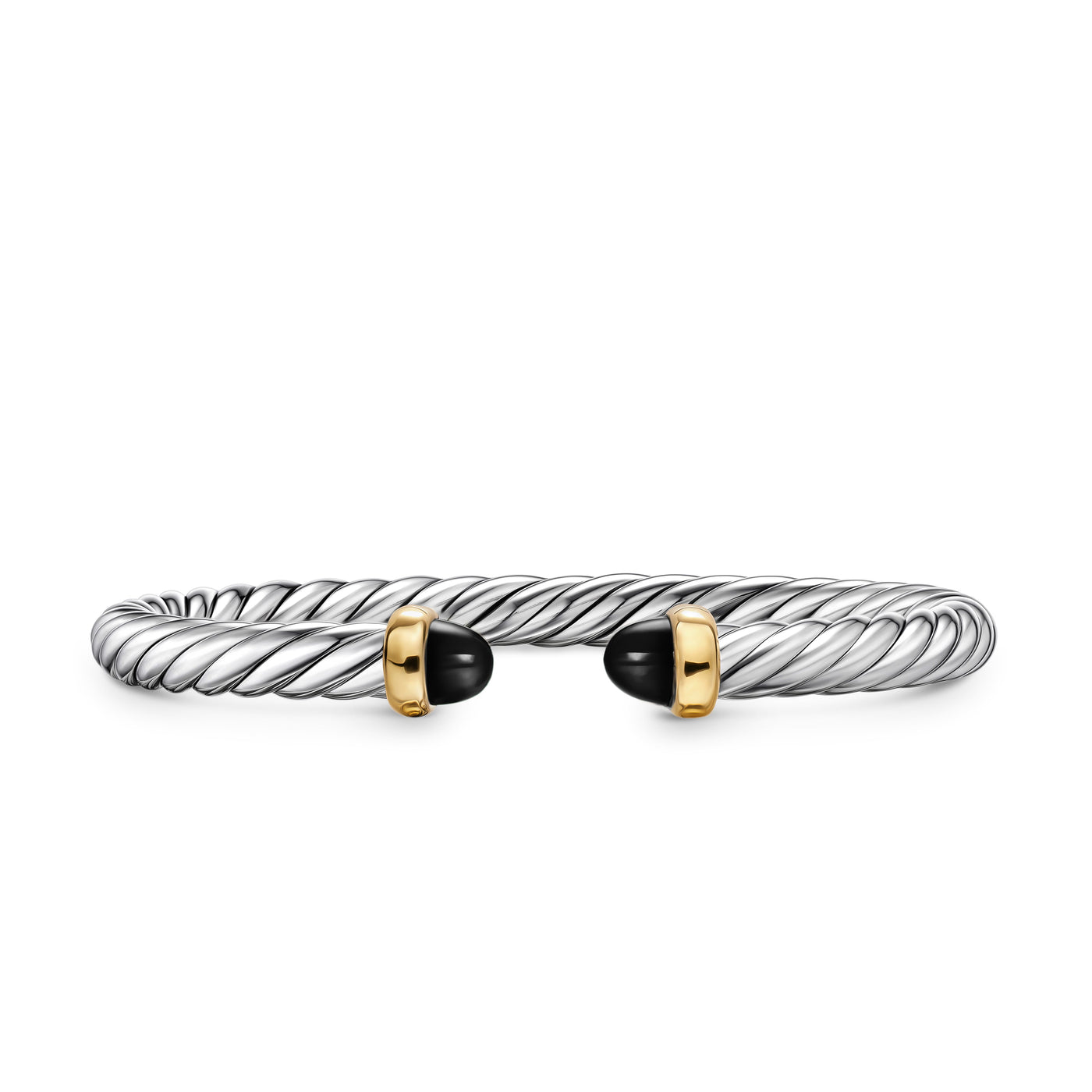 Cable Flex® Bracelet in Sterling Silver with 14K Yellow Gold and Black Onyx, 6mm