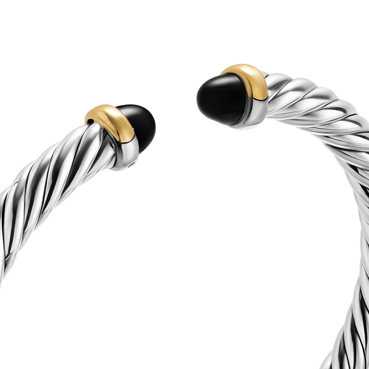 Cable Flex® Bracelet in Sterling Silver with 14K Yellow Gold and Black Onyx, 6mm